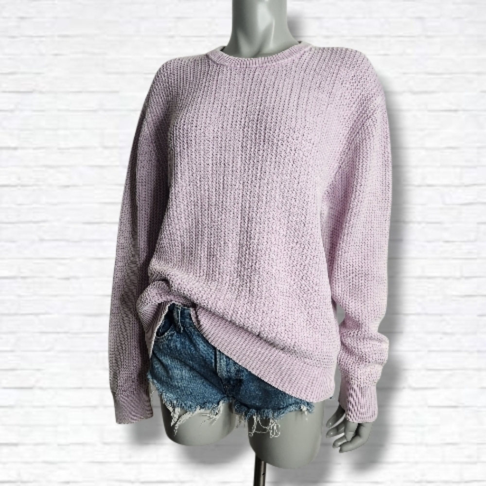 American Eagle Outfitters Lilac Open Knit Cotton Long Sleeve Sweater Size L